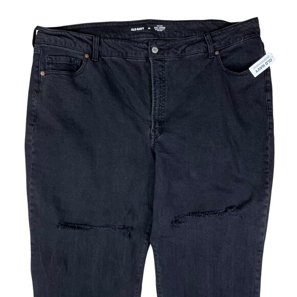 Old Navy NWT Plus Size Black Denim OG Loose High Rise Ripped Cut Off Jeans - Picture 4 of 9